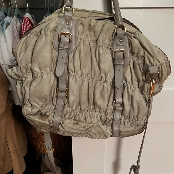 Prada ruched satchel with shoulder strap cream - Picture 7 of 10